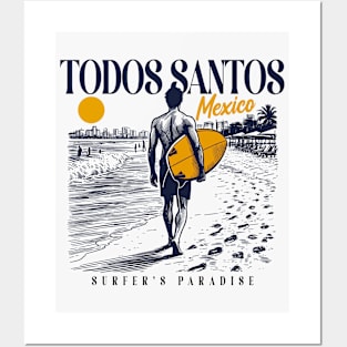 Vintage Surfing Todos Santos, Mexico // Retro Surfer Sketch // Surfer's Paradise Posters and Art